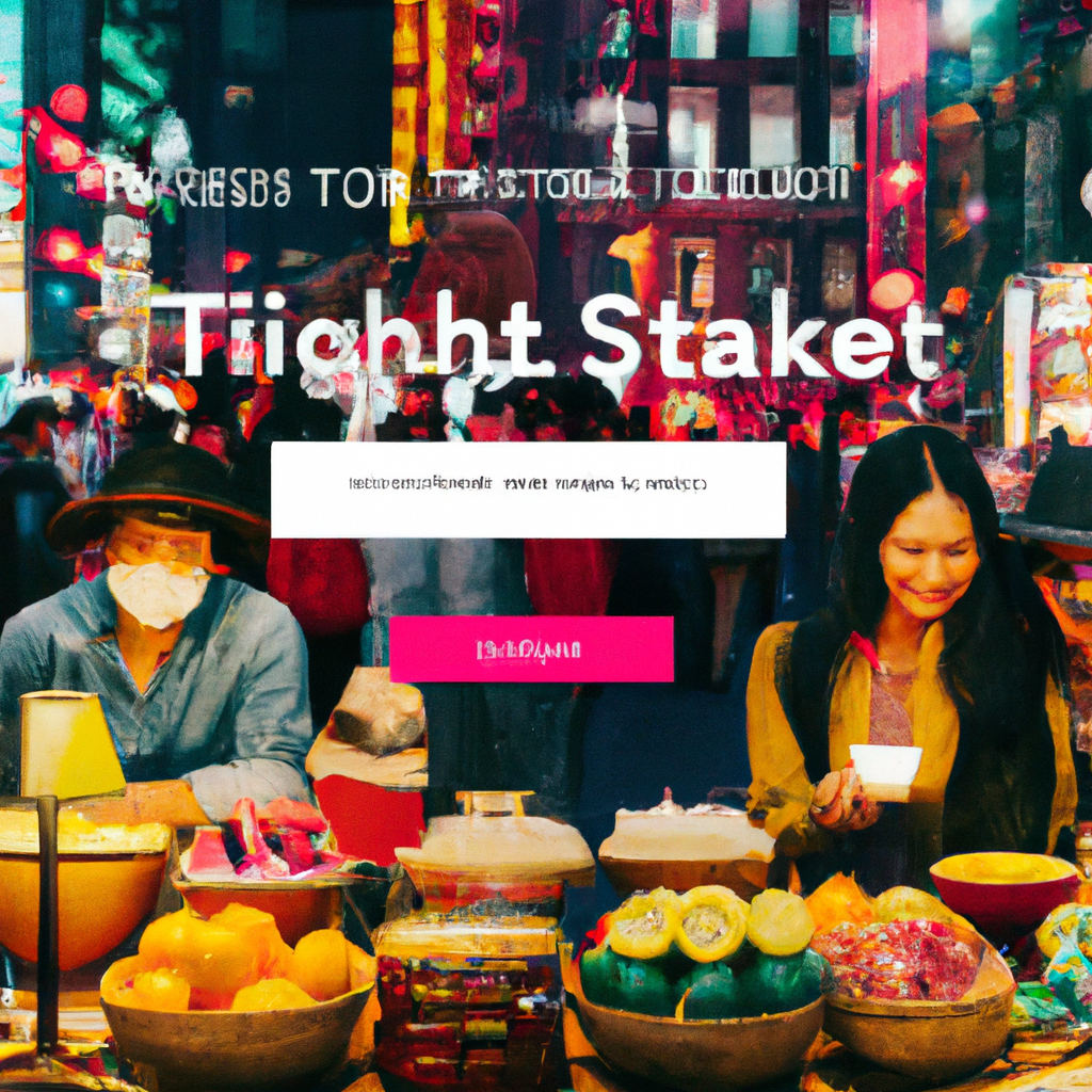 Night market with lanterns and tasting stalls